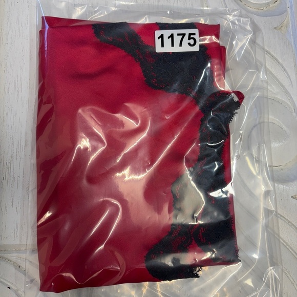 Victoria's Secret Red Lace Slip Nightie Mini Dress Slit M Satin - Picture 10 of 10